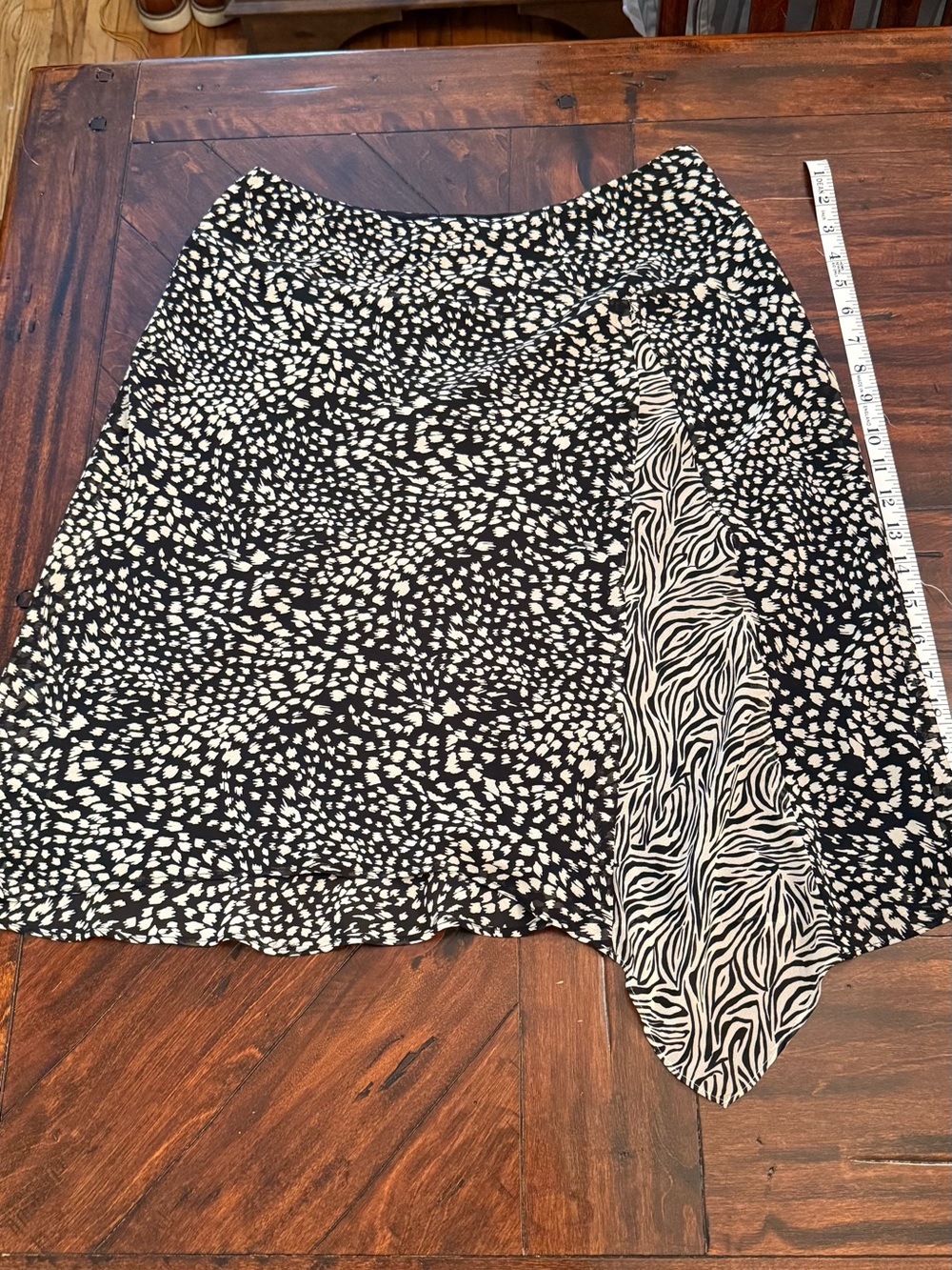 Nine & Co. Black and Cream Mixed Animal Print A-Line Skirt